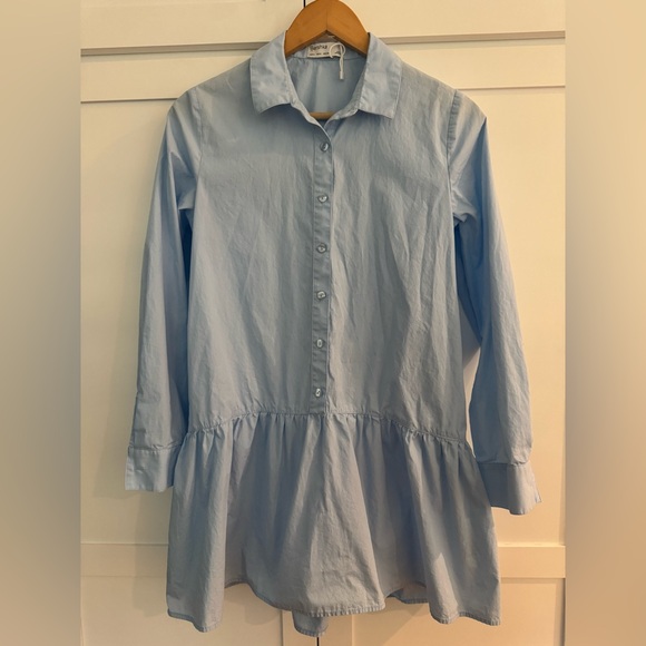 Bershka Light Blue collared shirt dress with flare bottom - Picture 1 of 7